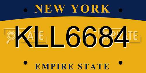 KLL6684 New York License Plate
