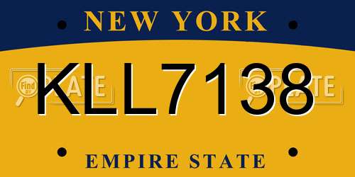 KLL7138 New York License Plate