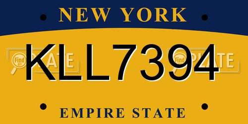 KLL7394 New York License Plate
