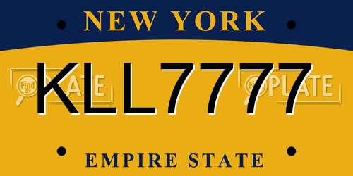 KLL7777 New York License Plate
