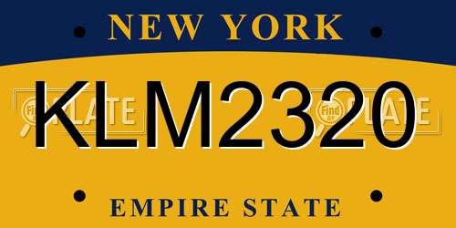 KLM2320 New York License Plate