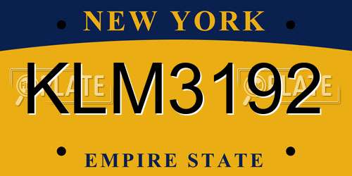 KLM3192 New York License Plate