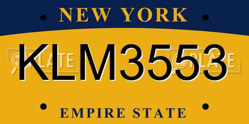 KLM3553 New York License Plate