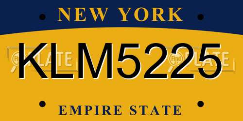 KLM5225 New York License Plate