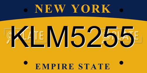 KLM5255 New York License Plate