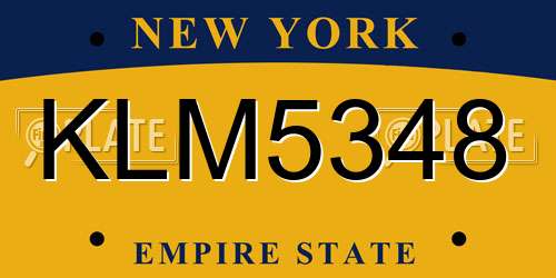 KLM5348 New York License Plate