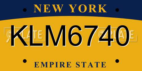 KLM6740 New York License Plate