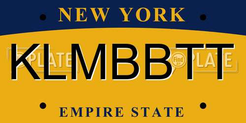 KLMBBTT New York License Plate