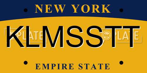 KLMSSTT New York License Plate