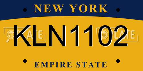 KLN1102 New York License Plate