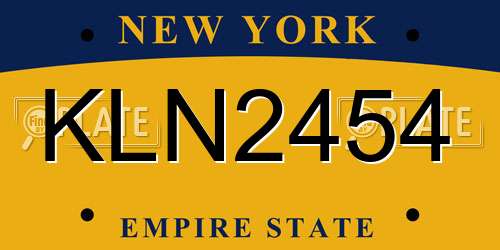 KLN2454 New York License Plate
