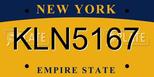 KLN5167 New York License Plate