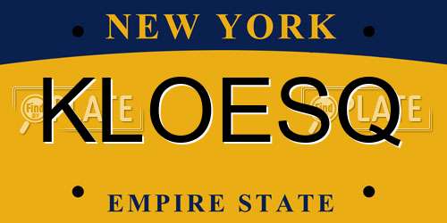 KLOESQ New York License Plate