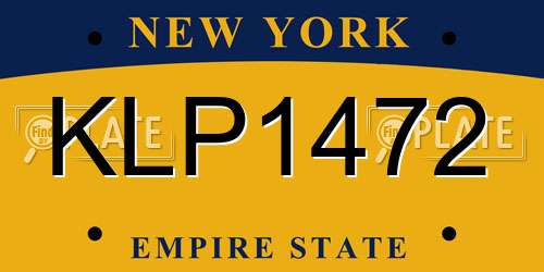 KLP1472 New York License Plate
