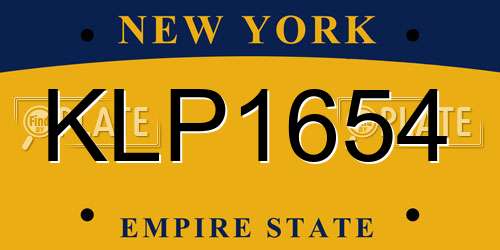 KLP1654 New York License Plate
