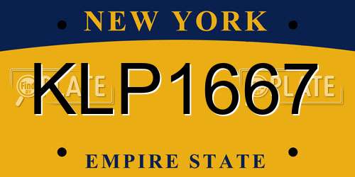 KLP1667 New York License Plate