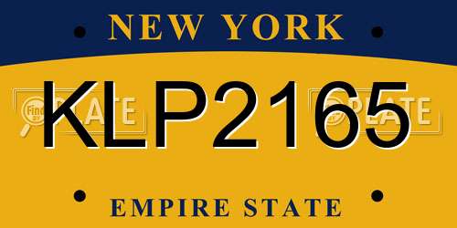 KLP2165 New York License Plate