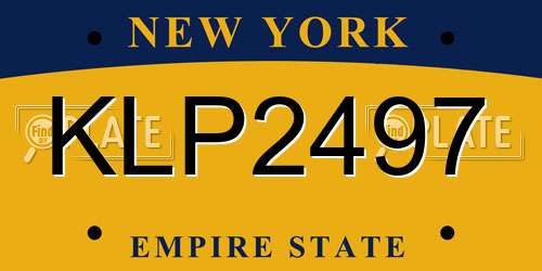 KLP2497 New York License Plate