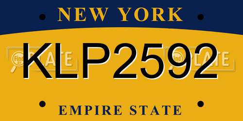 KLP2592 New York License Plate