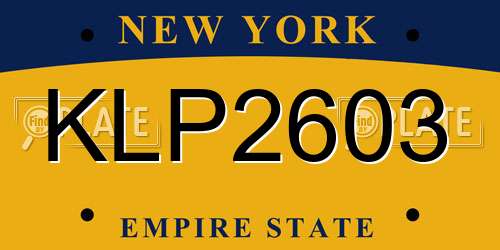 KLP2603 New York License Plate