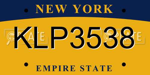 KLP3538 New York License Plate