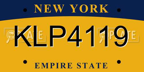 KLP4119 New York License Plate