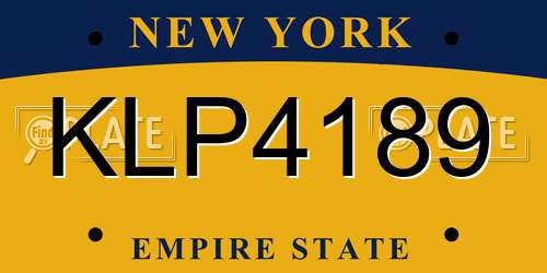 KLP4189 New York License Plate