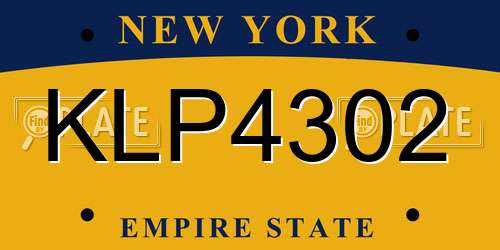 KLP4302 New York License Plate