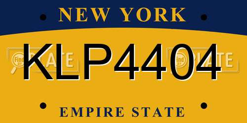 KLP4404 New York License Plate