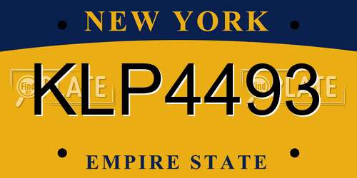 KLP4493 New York License Plate