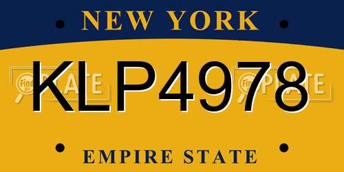KLP4978 New York License Plate