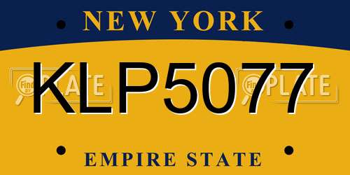 KLP5077 New York License Plate