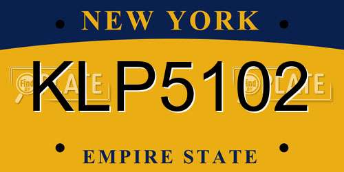 KLP5102 New York License Plate