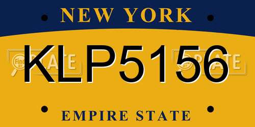 KLP5156 New York License Plate