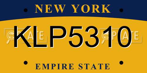 KLP5310 New York License Plate