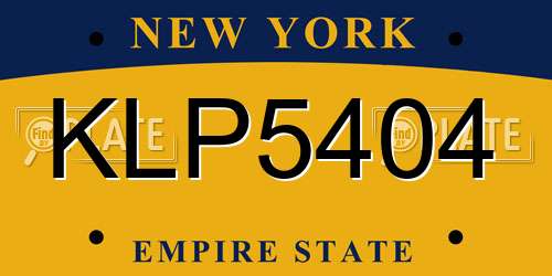 KLP5404 New York License Plate