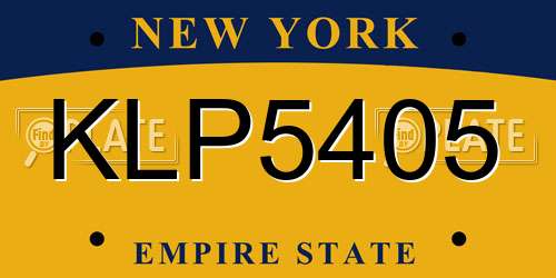 KLP5405 New York License Plate