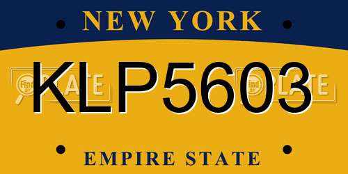 KLP5603 New York License Plate