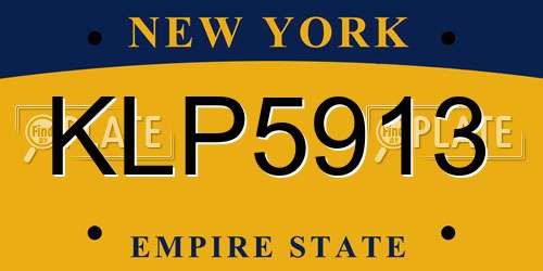 KLP5913 New York License Plate