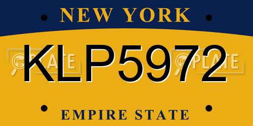 KLP5972 New York License Plate