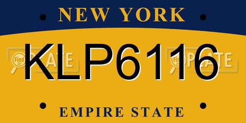 KLP6116 New York License Plate