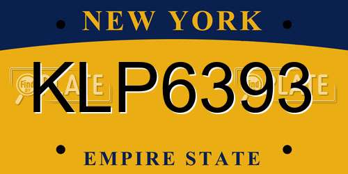 KLP6393 New York License Plate