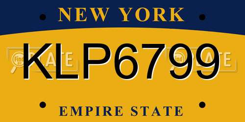KLP6799 New York License Plate