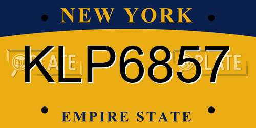 KLP6857 New York License Plate