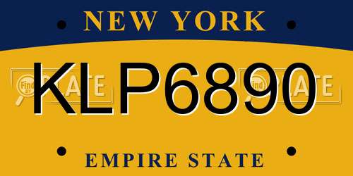 KLP6890 New York License Plate