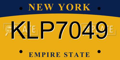 KLP7049 New York License Plate