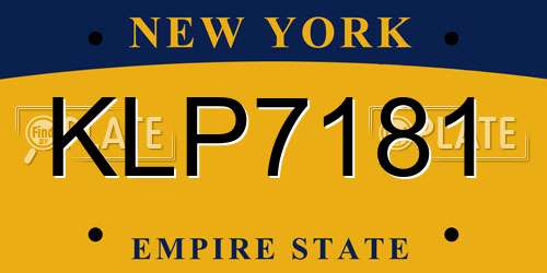 KLP7181 New York License Plate
