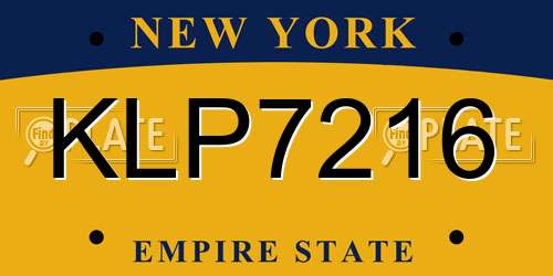 KLP7216 New York License Plate