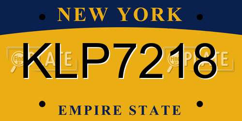 KLP7218 New York License Plate