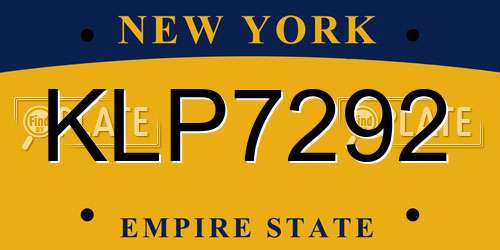 KLP7292 New York License Plate
